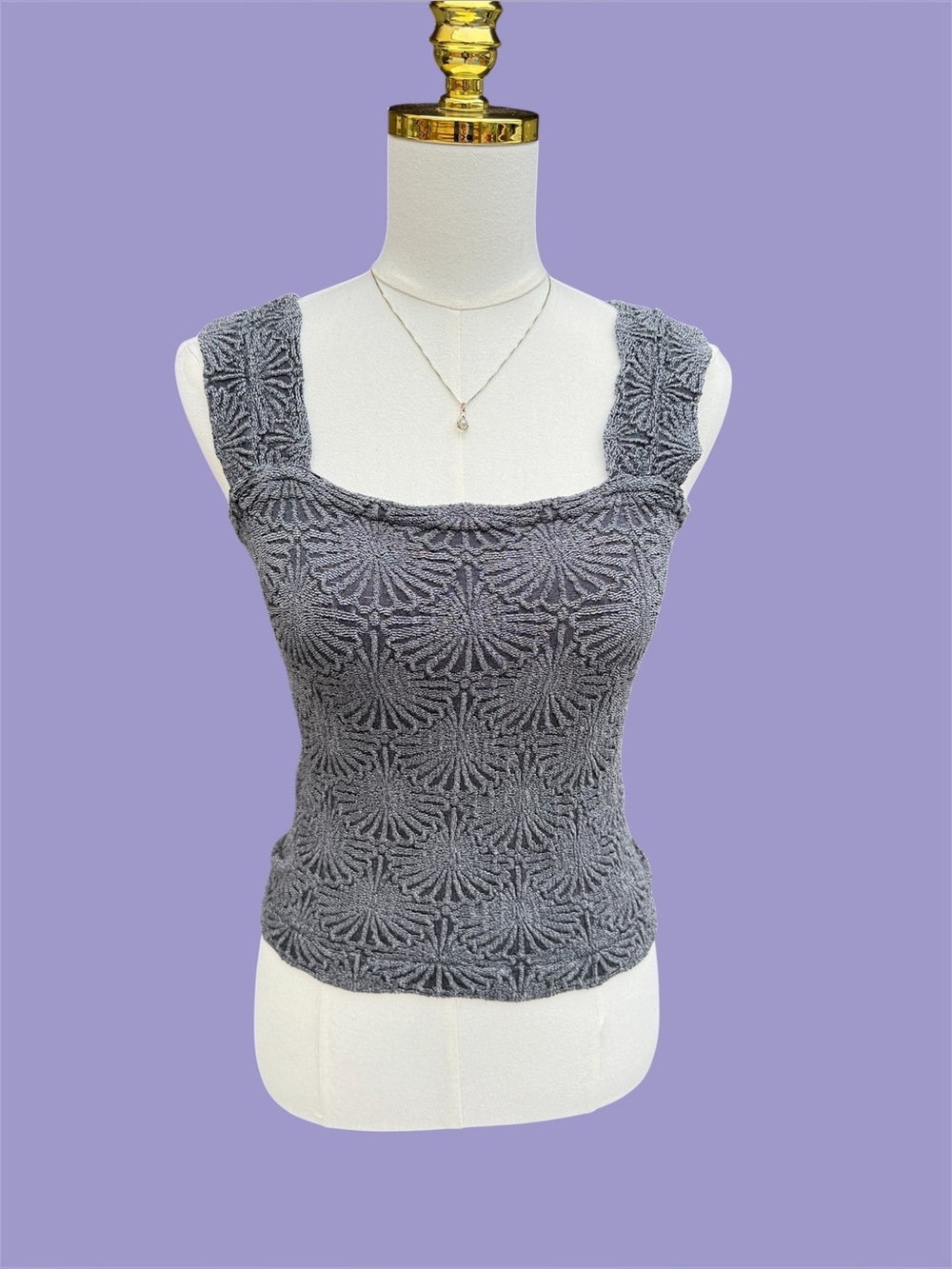 Free People Love Letter Cami Black Gray M/L